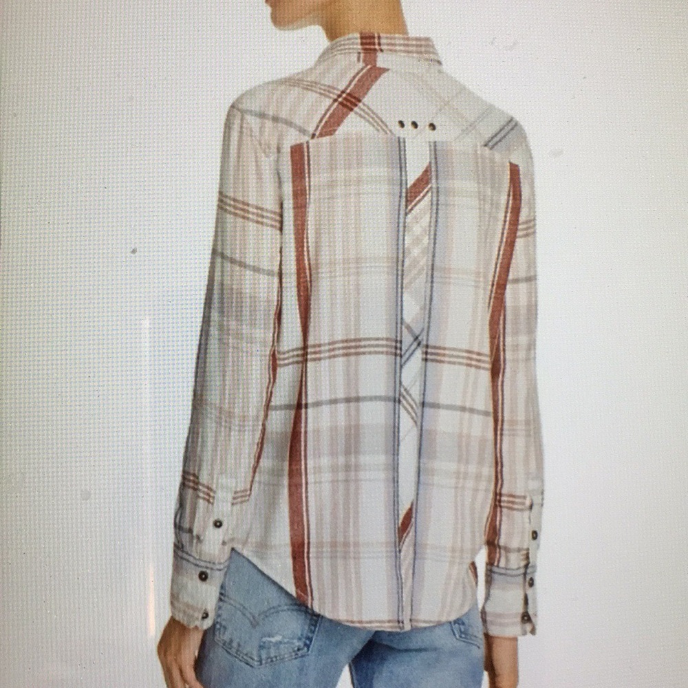 Free People Plaid Button Down Long Sleeve Shirt - Picture 2 of 8